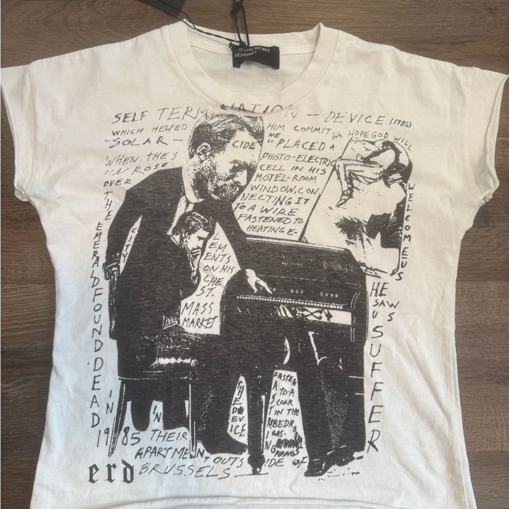 ERD White Graphic Tee with Artistic Print